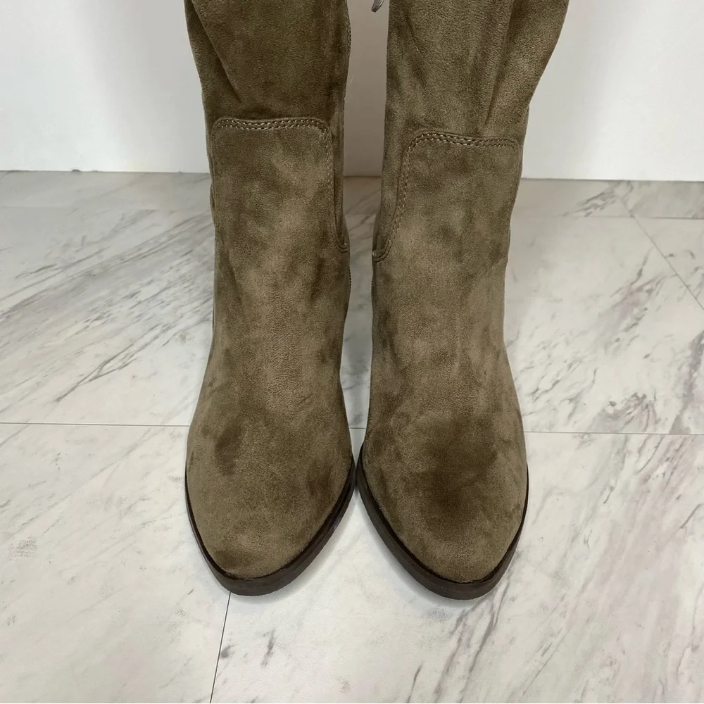 BP Luke Gray / Green Faux Suede Over The Knee Boot 8 1/2
